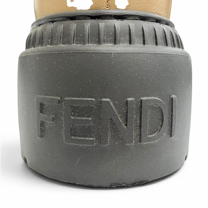 極美品△FENDI フェンディ 22AW ドミノ バイカーブーツ ズッカ柄 FFロゴ サイドジップ ショートブーツ ブラウン 36 伊製 定価165000円