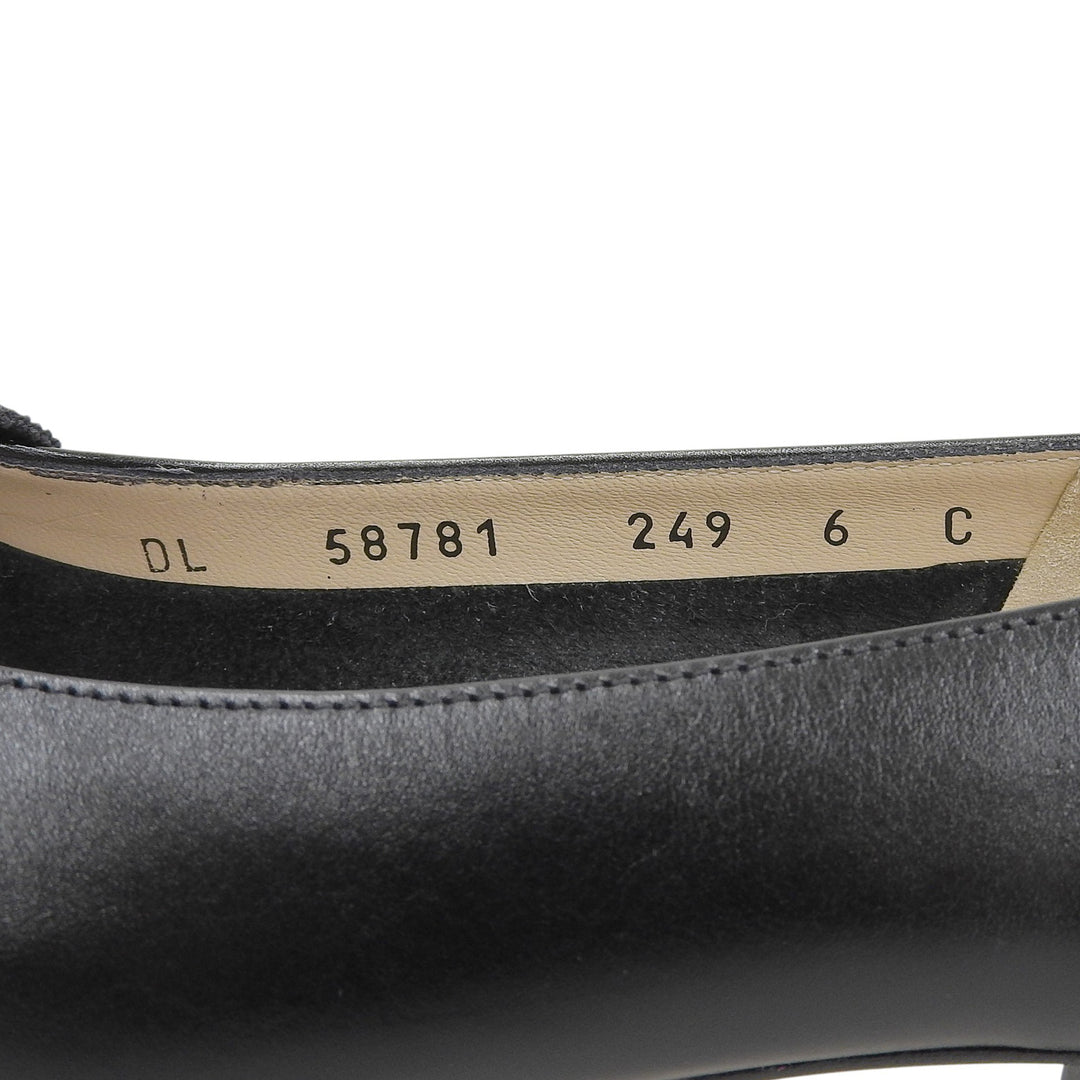 未使用品▲Salvatore Ferragamo サルヴァトーレフェラガモ SENATO ガンチーニ リボンデザイン レザー パンプス 6 伊製 箱・保存袋付き