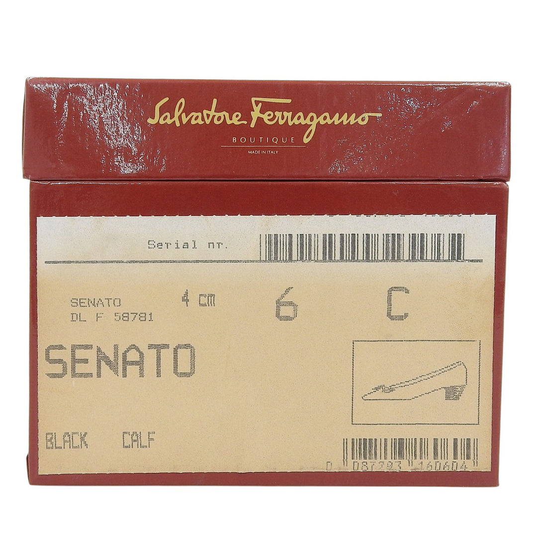 未使用品▲Salvatore Ferragamo サルヴァトーレフェラガモ SENATO ガンチーニ リボンデザイン レザー パンプス 6 伊製 箱・保存袋付き