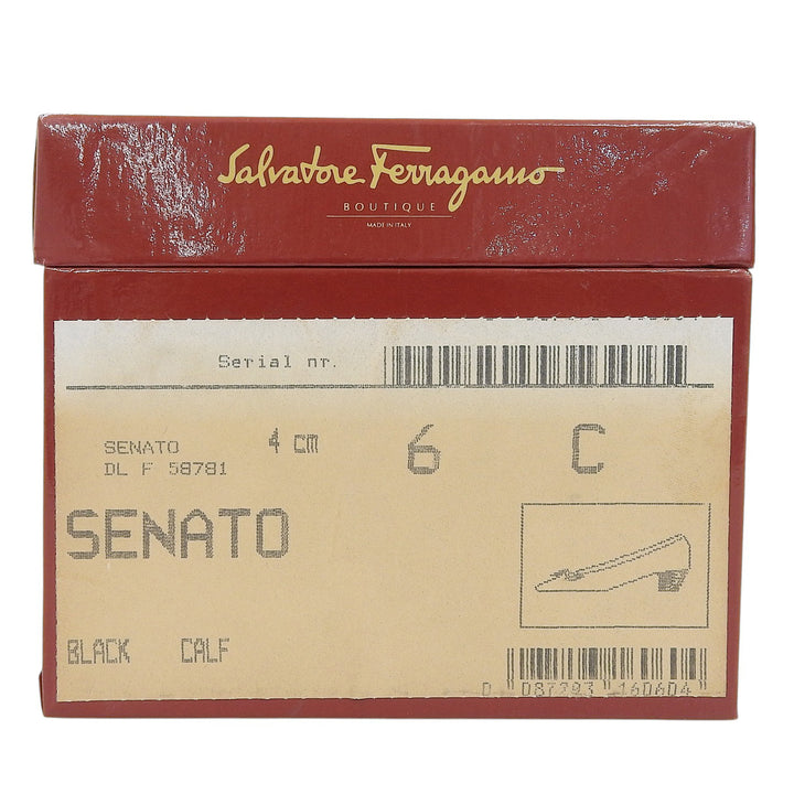 未使用品▲Salvatore Ferragamo サルヴァトーレフェラガモ SENATO ガンチーニ リボンデザイン レザー パンプス 6 伊製 箱・保存袋付き