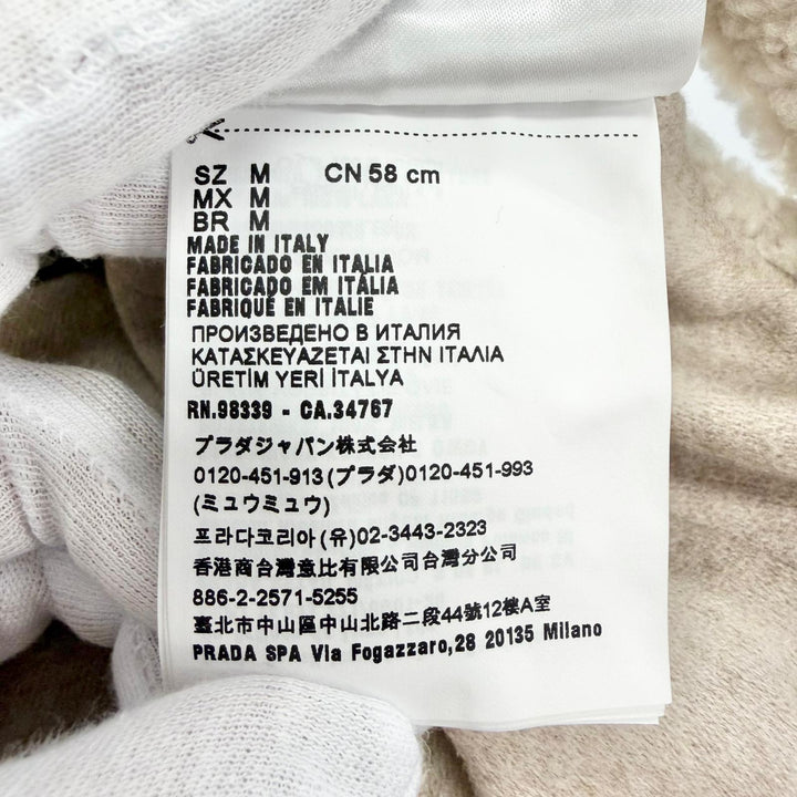 美品△MIUMIU ミュウミュウ 5HC274 ロゴ金具 シープファー ボア キャップ 帽子 ベージュ ゴールド金具 M イタリア製 正規品 レディース