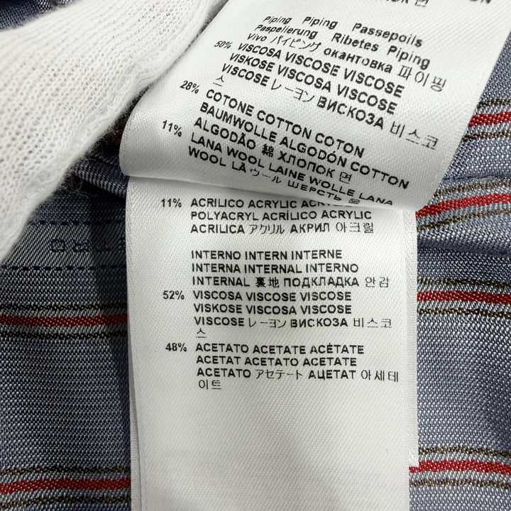 極美品☆ETRO エトロ 2024年製 コットン ロゴボタン ツイード ノーカラージャケット ブラック ブルー系 40 イタリア製 正規品 レディース