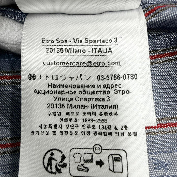 極美品☆ETRO エトロ 2024年製 コットン ロゴボタン ツイード ノーカラージャケット ブラック ブルー系 40 イタリア製 正規品 レディース