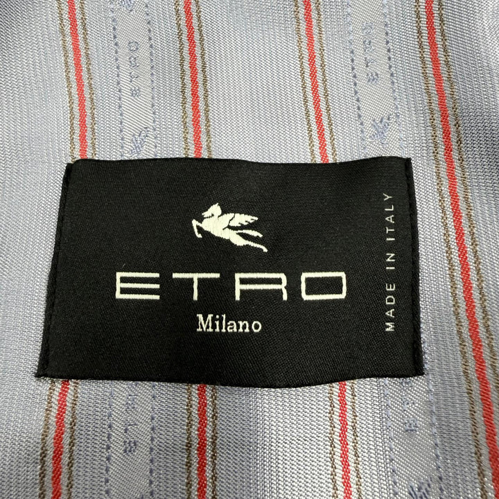 極美品☆ETRO エトロ 2024年製 コットン ロゴボタン ツイード ノーカラージャケット ブラック ブルー系 40 イタリア製 正規品 レディース