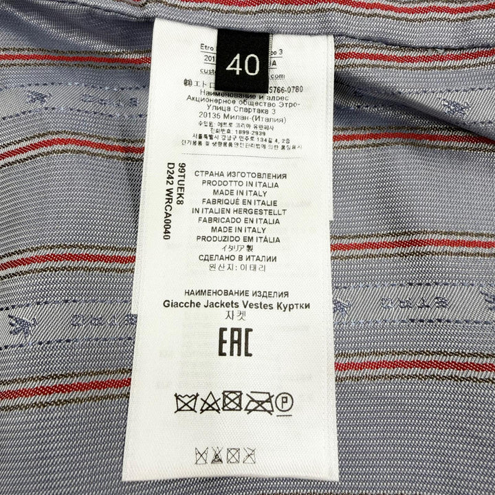 極美品☆ETRO エトロ 2024年製 コットン ロゴボタン ツイード ノーカラージャケット ブラック ブルー系 40 イタリア製 正規品 レディース