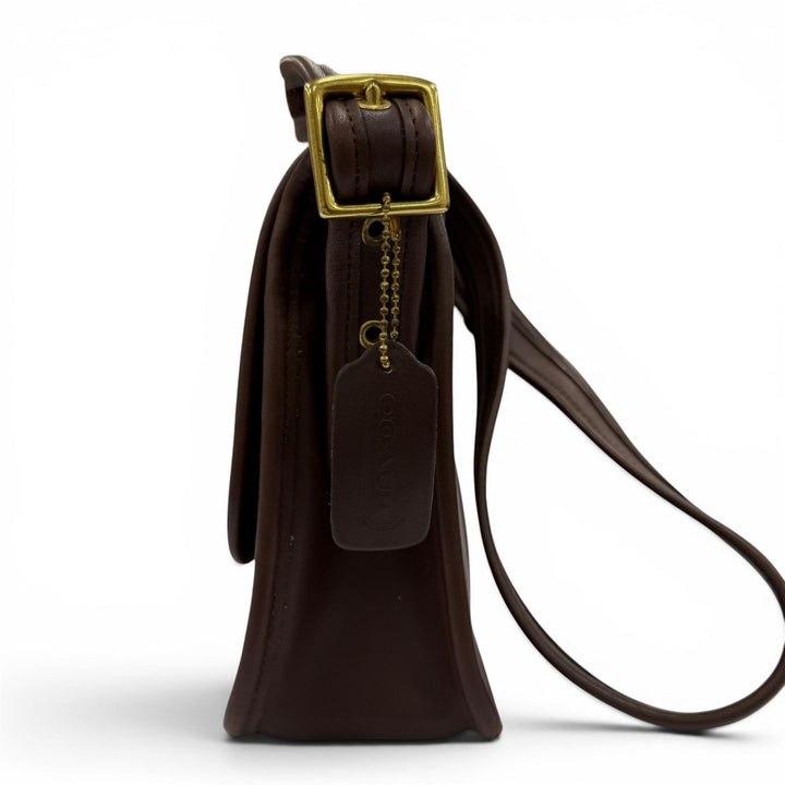 良品☆COACH コーチ ヴィンテージ 9061 オールドコーチ ランブラーターンロック フラップ レザー ショルダーバッグ ブラウン レディース