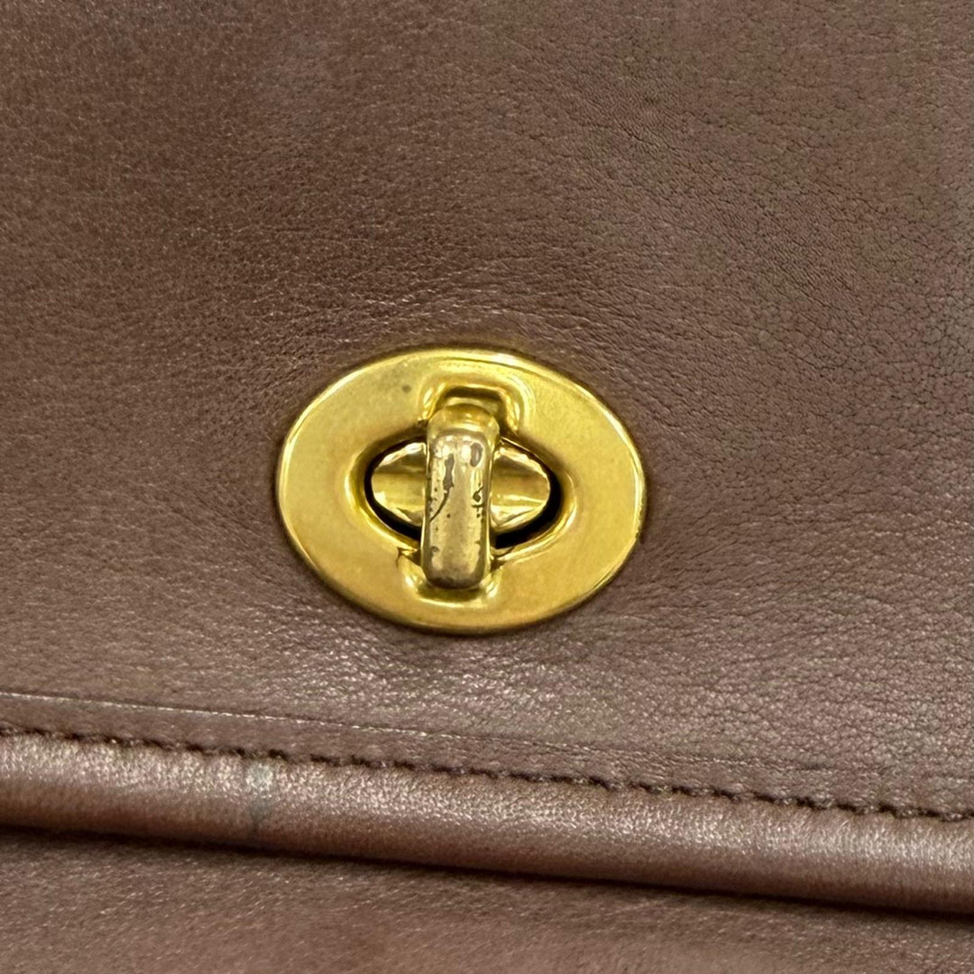 良品☆COACH コーチ ヴィンテージ 9061 オールドコーチ ランブラーターンロック フラップ レザー ショルダーバッグ ブラウン レディース