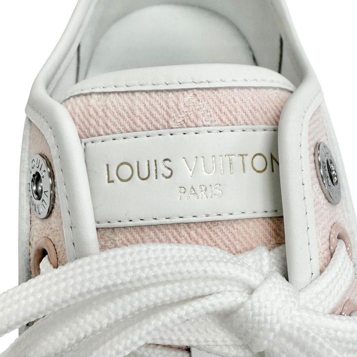 極美品△LOUIS VUITTON ルイヴィトン 2024年 1AGYFO LV ラグーン モノグラムデニム ローズ ローカットスニーカー ピンク 36 定価158400円