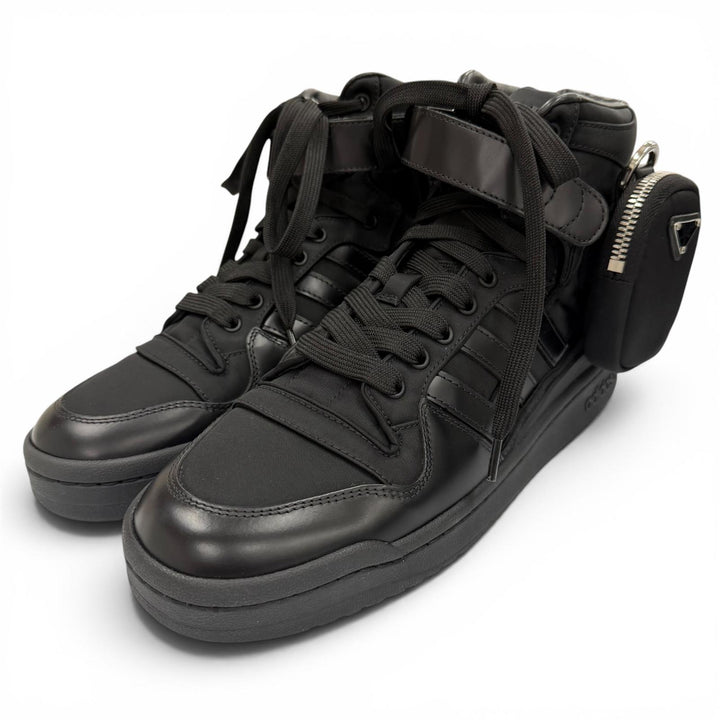 未使用品▼PRADA adidas プラダ アディダス GY7040 フォーラム ハイ Re-Nylon トライアングルロゴ ポーチ付き ハイカットスニーカー 26