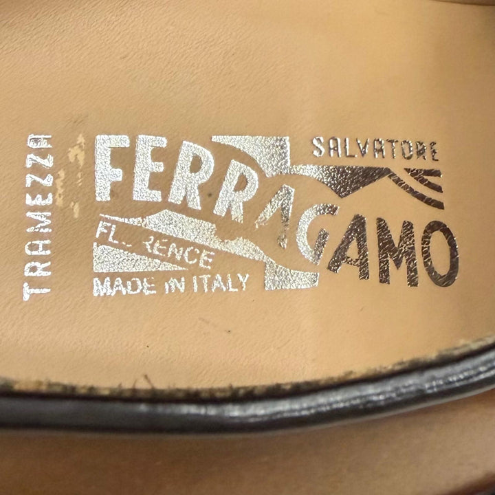 極美品□Salvatore Ferragamo サルヴァトーレフェラガモ 最高峰 TRAMEZZA レザー ドレスシューズ ブラック ブラウン 8 EE イタリア製