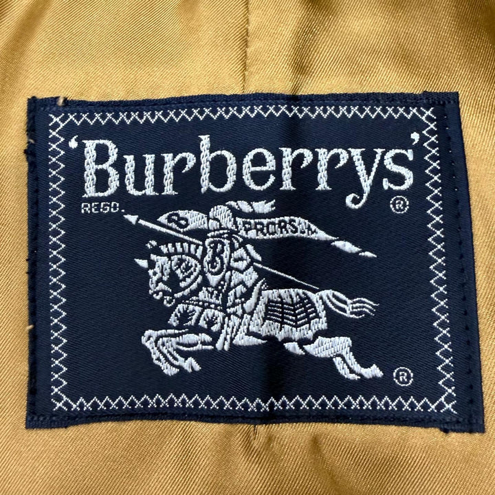 美品□Burberrys バーバリー ヴィンテージ 裏ノバチェック柄 ウールライナー付 フライフロント ステンカラーコート カーキ 90-165 メンズ