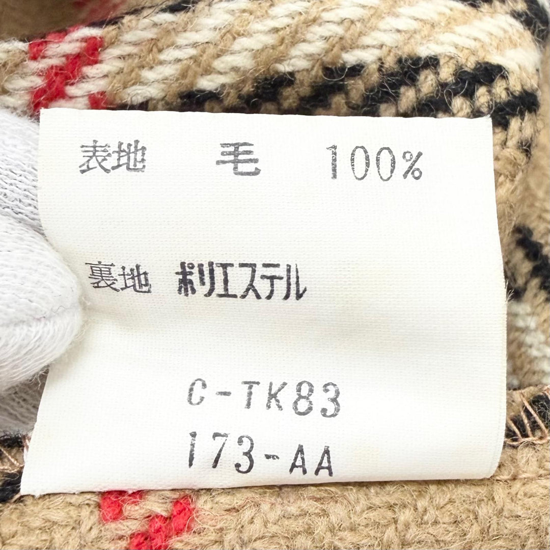 美品□Burberrys バーバリー ヴィンテージ 裏ノバチェック柄 ウールライナー付 フライフロント ステンカラーコート カーキ 90-165 メンズ