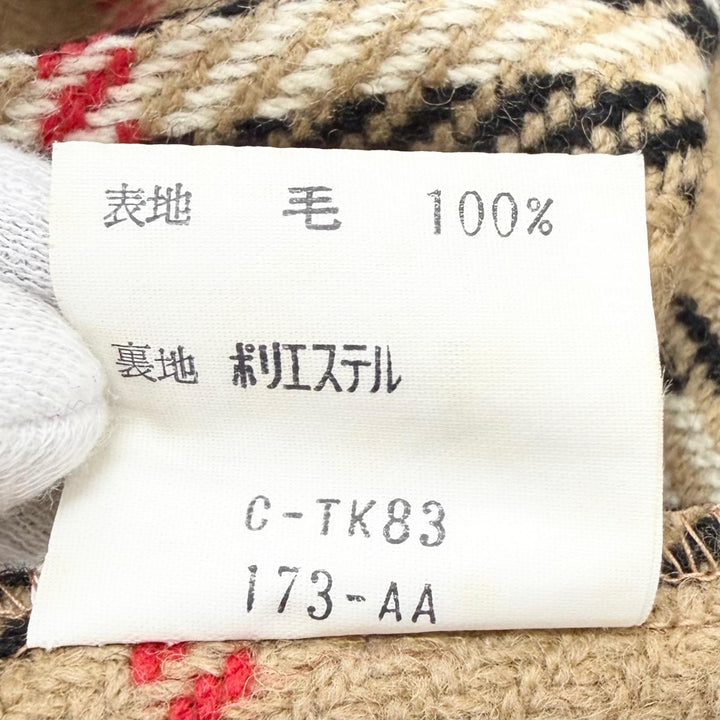 美品□Burberrys バーバリー ヴィンテージ 裏ノバチェック柄 ウールライナー付 フライフロント ステンカラーコート カーキ 90-165 メンズ