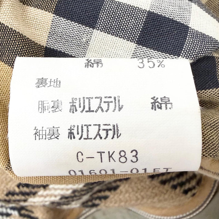 美品□Burberrys バーバリー ヴィンテージ 裏ノバチェック柄 ウールライナー付 フライフロント ステンカラーコート カーキ 90-165 メンズ