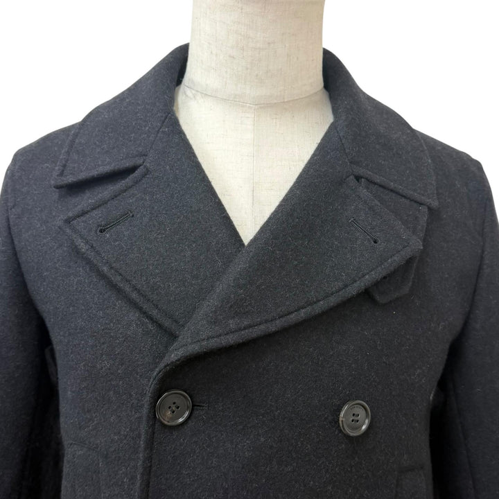 美品□Dior HOMME ディオールオム 233C433A2068 ウール100％ ロゴボタン ダブルブレスト ピーコート チャコール 48 イタリア製 正規品