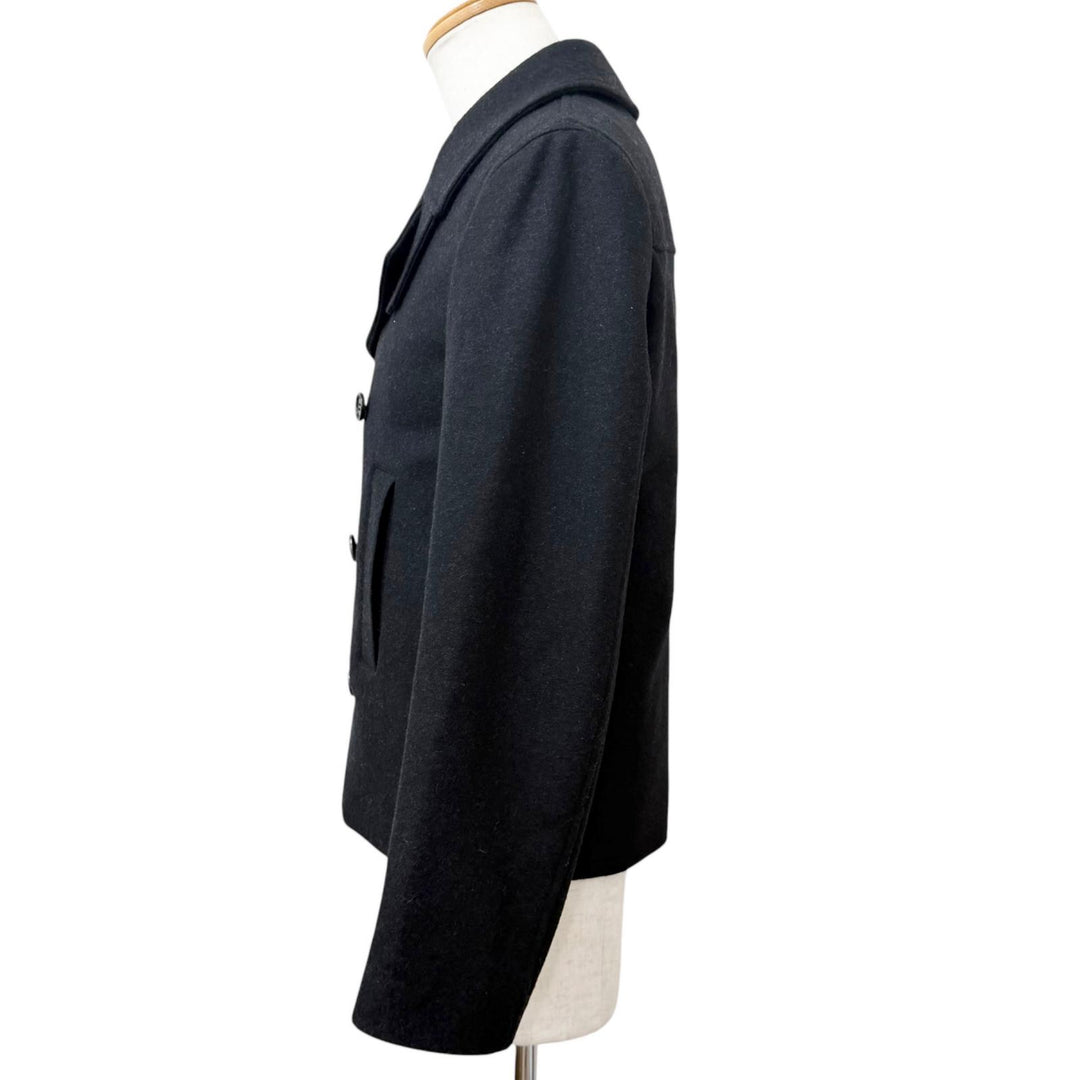 美品□Dior HOMME ディオールオム 233C433A2068 ウール100％ ロゴボタン ダブルブレスト ピーコート チャコール 48 イタリア製 正規品