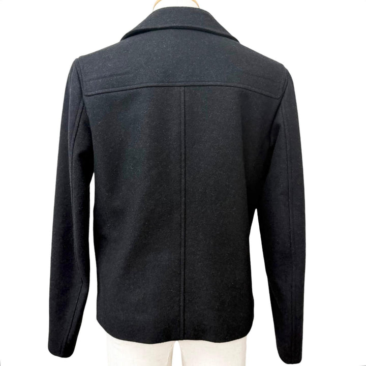美品□Dior HOMME ディオールオム 233C433A2068 ウール100％ ロゴボタン ダブルブレスト ピーコート チャコール 48 イタリア製 正規品