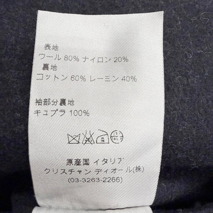 美品□Dior HOMME ディオールオム 233C433A2068 ウール100％ ロゴボタン ダブルブレスト ピーコート チャコール 48 イタリア製 正規品