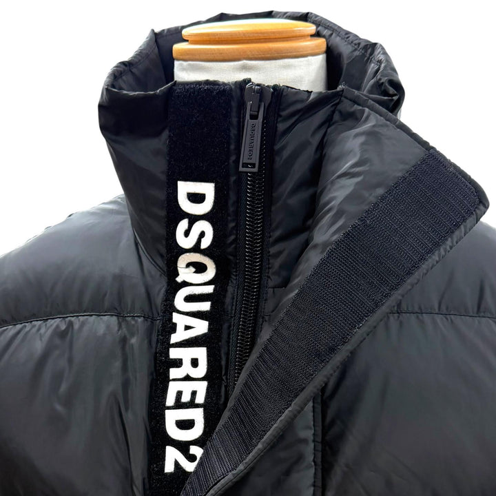 美品▼DSQUARED2 ディースクエアード 22AW S74FB0289 ロゴ ダブルジップアップ ジレ ダウンベスト ブラック 46 正規品 メンズ