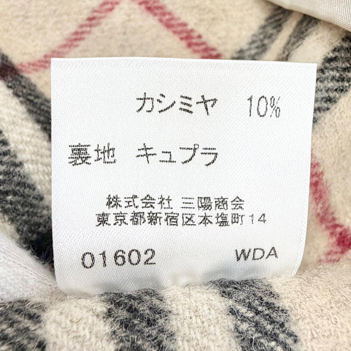 美品△BURBERRY LONDON バーバリーロンドン ウール カシミヤ 裏地ノバチェック ロゴボタン ハーフコート ブラック 40 正規品 レディース