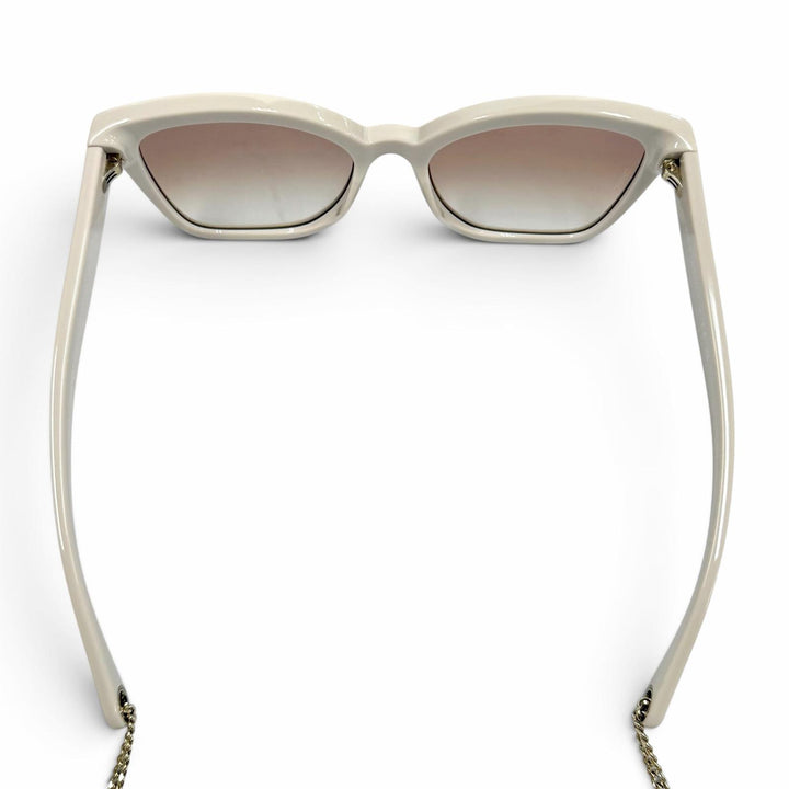 極美品★CHANEL シャネル 5487-A ココマーク ボールチェーン付 サングラス ライトベージュ 55□18 140 イタリア製 レディース