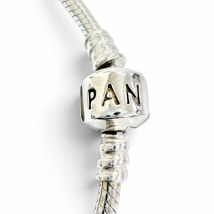 美品△PANDORA パンドラ 925 オニキス ハートクリップ ティール ファセット ムラーノ ガラス チャーム5個付き ブレスレット 重量33.75g