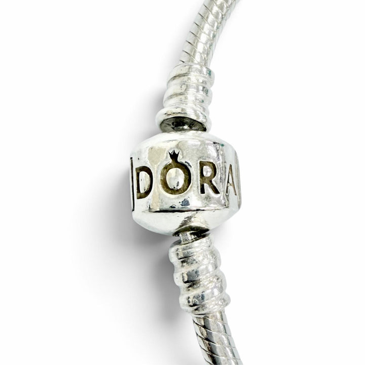 美品△PANDORA パンドラ 925 オニキス ハートクリップ ティール ファセット ムラーノ ガラス チャーム5個付き ブレスレット 重量33.75g