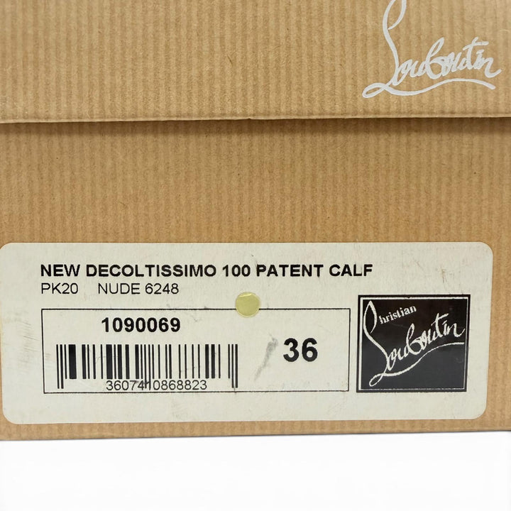 未使用品☆Christian Louboutin クリスチャンルブタン NEW DECOLTISSIMO 100 パテントレザー パンプス ヌード 36 イタリア製 箱付