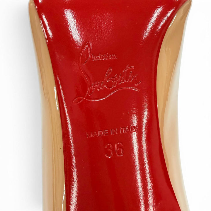 未使用品☆Christian Louboutin クリスチャンルブタン NEW DECOLTISSIMO 100 パテントレザー パンプス ヌード 36 イタリア製 箱付