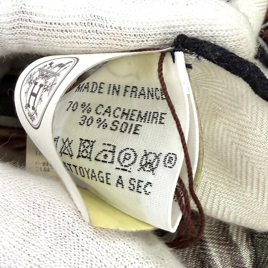 未使用品★HERMES エルメス 2025年製 カレジェアン 140 パルフロワ カシミヤ シルク混 SC/BLANC/LODEN/GRIS 大判 スカーフ 仏製 箱付き