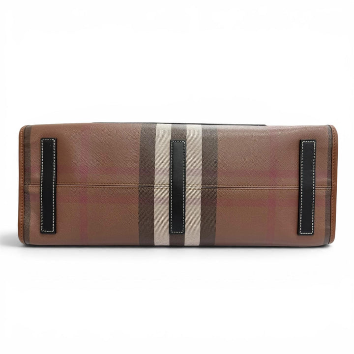 極美品△BURBERRY バーバリー 8069660 ミディアム フレヤトート ヴィンテージチェック 2WAY トートバッグ ショルダーバッグ ブラウン