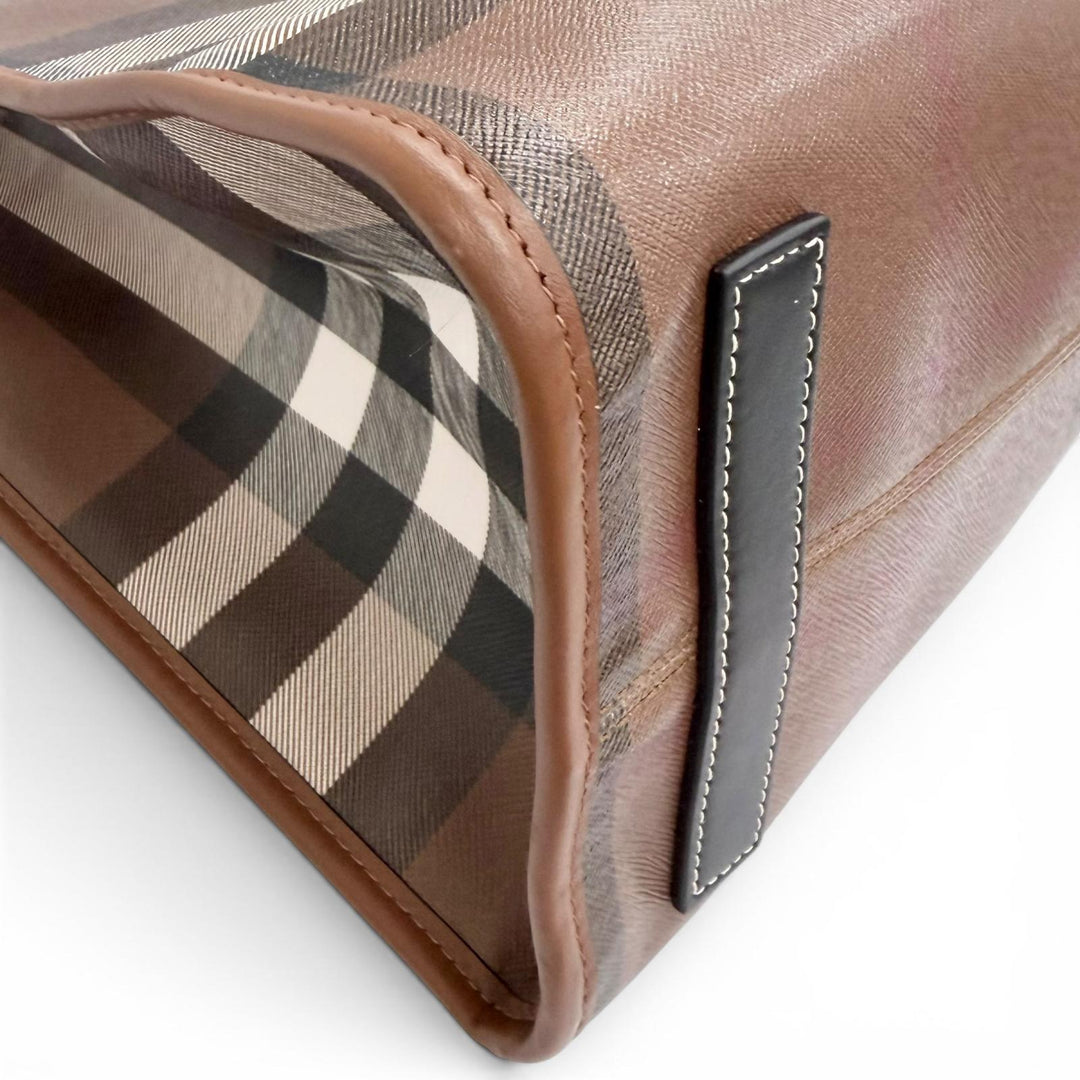 極美品△BURBERRY バーバリー 8069660 ミディアム フレヤトート ヴィンテージチェック 2WAY トートバッグ ショルダーバッグ ブラウン