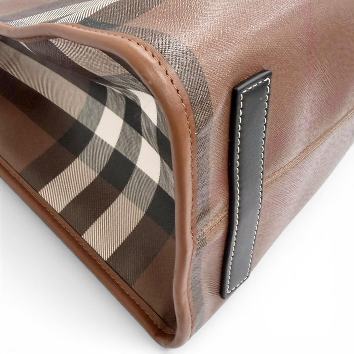 極美品△BURBERRY バーバリー 8069660 ミディアム フレヤトート ヴィンテージチェック 2WAY トートバッグ ショルダーバッグ ブラウン