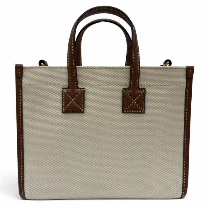極美品☆BURBERRY バーバリー ミニ フレヤ キャンバス レザー使い 2way トートバッグ ショルダーバッグ アイボリー ブラウン 保存袋付き