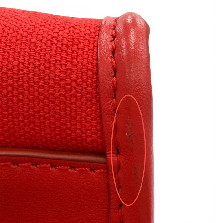 極美品★DOLCE&amp;GABBANA ドルチェ＆ガッバーナ DGロゴ レザー使い 2WAY 大型 キャンバス トートバッグ レッド イタリア製 レディース