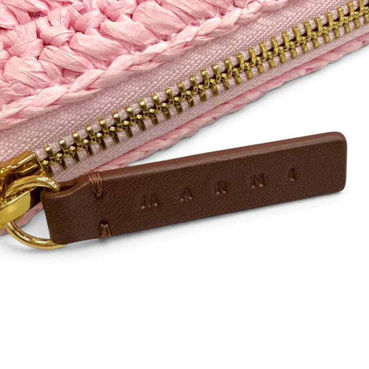 極美品△MARNI マルニ PHM00046U0 P9110 シーサイド ラフィア レザー使い バイカラー サコッシュ ショルダーバッグ ピンク ナチュラル