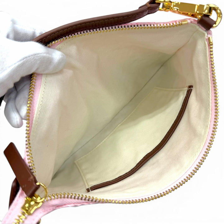 極美品△MARNI マルニ PHM00046U0 P9110 シーサイド ラフィア レザー使い バイカラー サコッシュ ショルダーバッグ ピンク ナチュラル