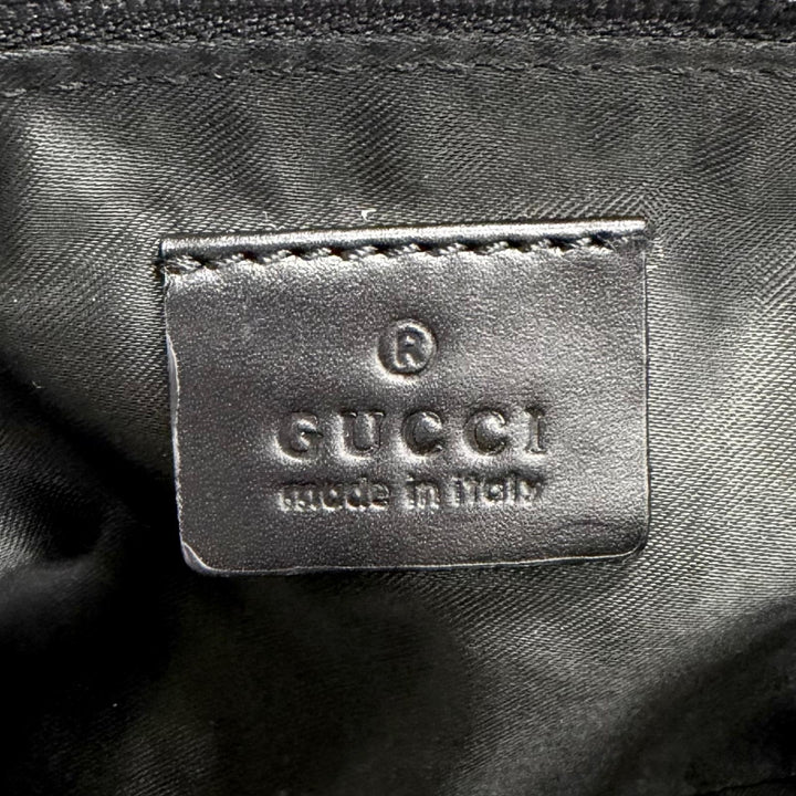 極美品△GUCCI グッチ ヴィンテージ 039 1103 GGキャンバス レザー ロゴプレート アクセサリー ポーチ ダークブラウン シルバー金具 伊製
