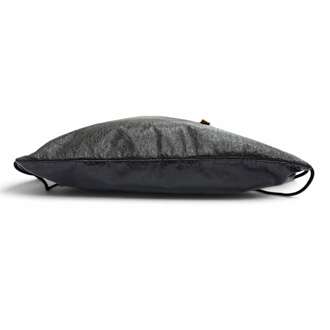 美品△MM6 Maison Margiela エムエムシックス メゾンマルジェラ S54WA0013 リング レザー使い ドローストリング ナップサック 黒 正規品