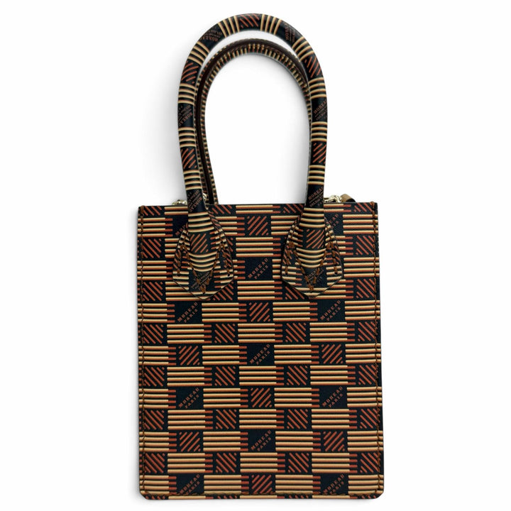 極美品△MOREAU PARIS モローパリ スイートジュニア レザー ロゴ 総柄デザイン 2WAY ハンドバッグ ショルダーバッグ ブラウン系 保存袋付