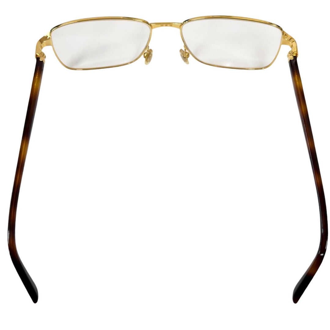 美品□Cartier カルティエ CT0040O-001 べっこう柄 サントス ドゥ カルティエ スクエア メガネ 眼鏡 ゴールド 55□16-140 フランス製