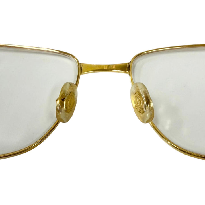 美品□Cartier カルティエ CT0040O-001 べっこう柄 サントス ドゥ カルティエ スクエア メガネ 眼鏡 ゴールド 55□16-140 フランス製