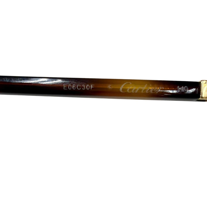 美品□Cartier カルティエ CT0040O-001 べっこう柄 サントス ドゥ カルティエ スクエア メガネ 眼鏡 ゴールド 55□16-140 フランス製