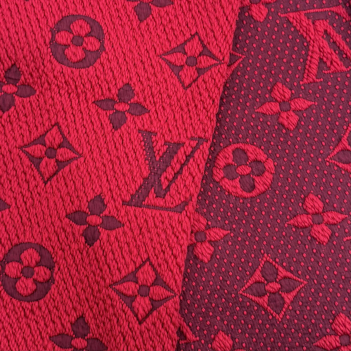 美品☆LOUIS VUITTON ルイヴィトン M72432 エシャルプ・ロゴマニア ウール シルク ルビー モノグラム マフラー イタリア製 正規品