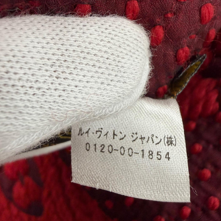 美品☆LOUIS VUITTON ルイヴィトン M72432 エシャルプ・ロゴマニア ウール シルク ルビー モノグラム マフラー イタリア製 正規品