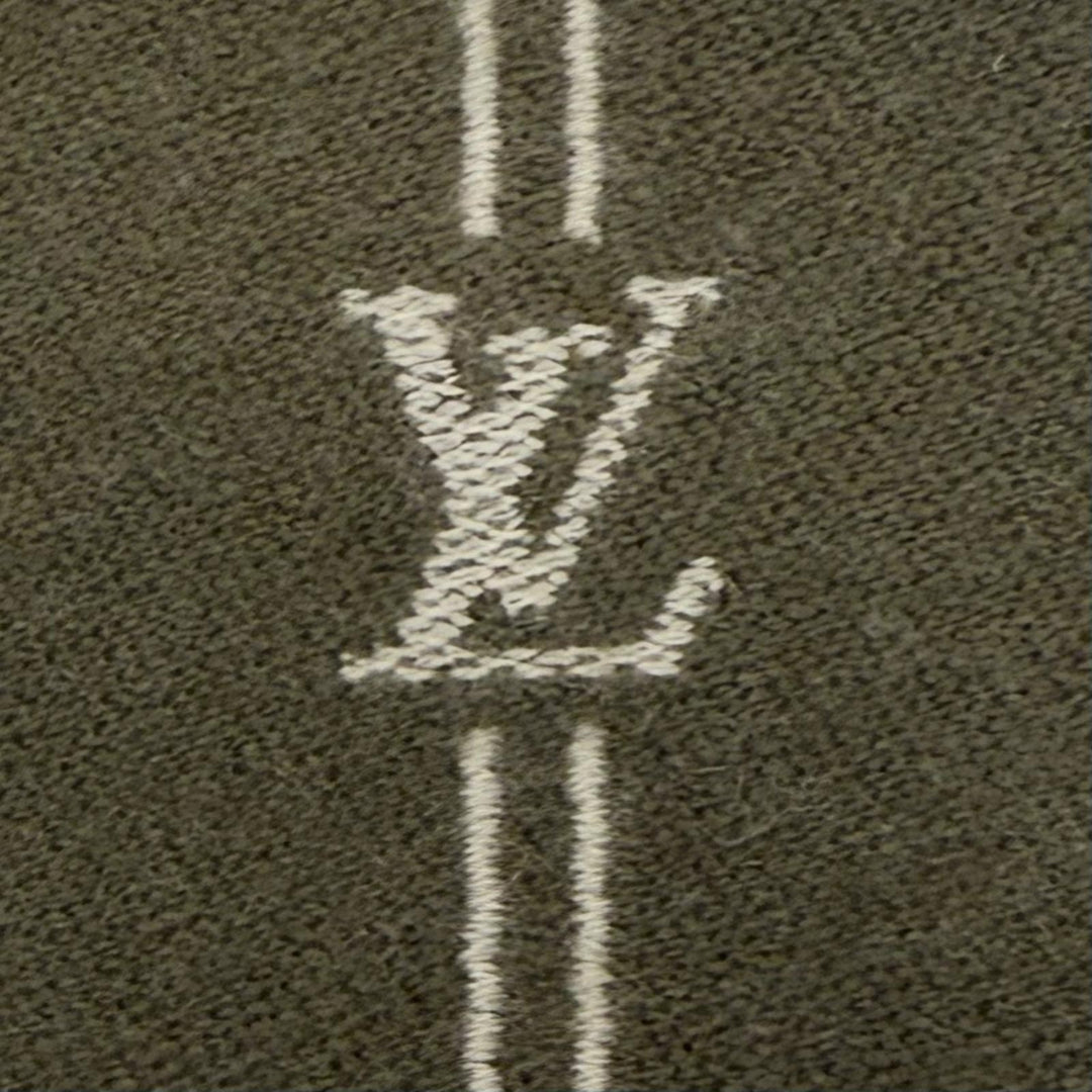 極美品▼LOUIS VUITTON ルイヴィトン 2024年製 M90732 モノグラム ストライプス ウール100% マフラー カーキ イタリア製 正規品 メンズ