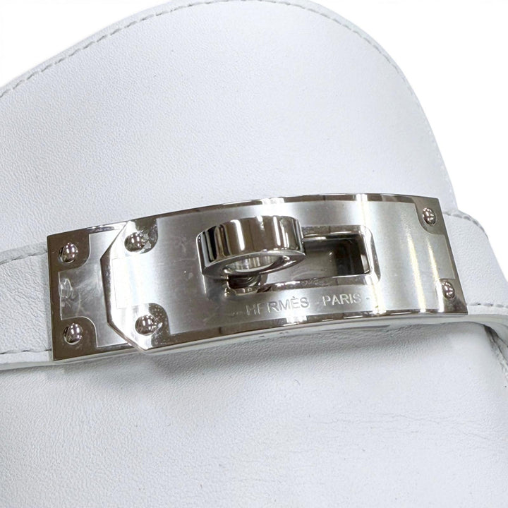 極美品▼HERMES エルメス モカシン アイコン ケリーバックル レザー シルバー金具 Uチップ ローファー ホワイト 43 イタリア製 メンズ