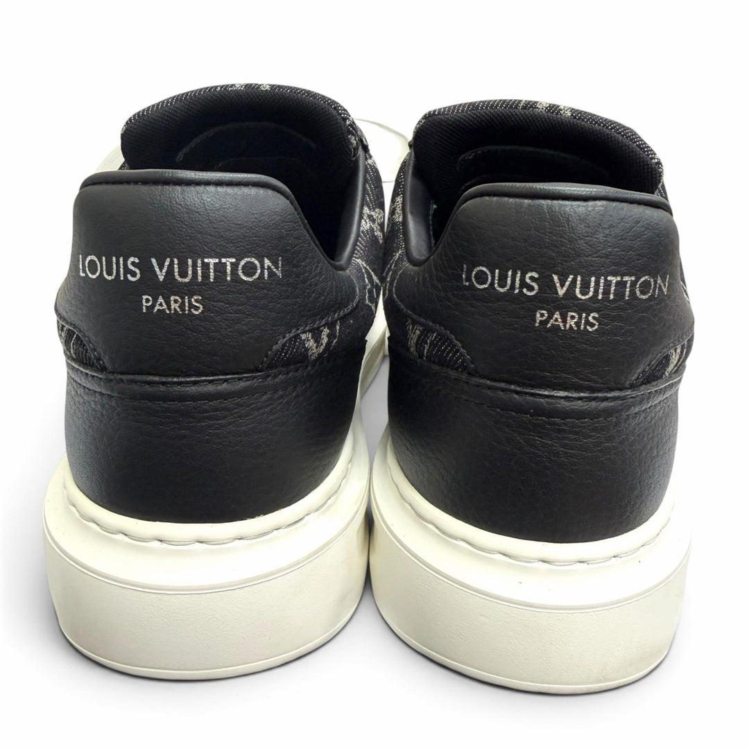 極美品□LOUIS VUITTON ルイヴィトン 2024年製 ビバリーヒルズライン モノグラムデニム ローカットスニーカー ブラック 6.5 イタリア製