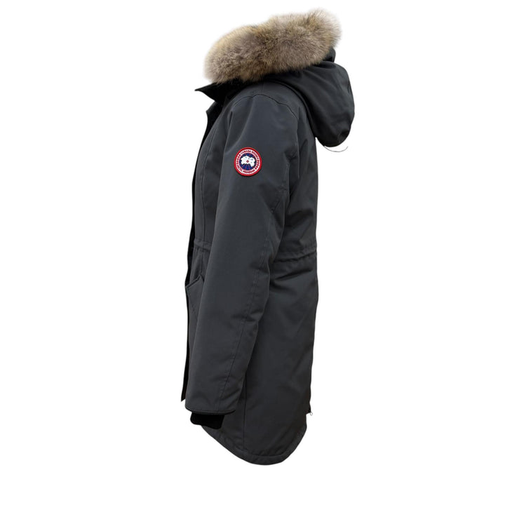 極美品☆CANADA GOOSE カナダグース 2580LA ROSSCLAIR PARKA ロスクレア ファー・フード付 ダウンコート グレー S 正規品 レディース