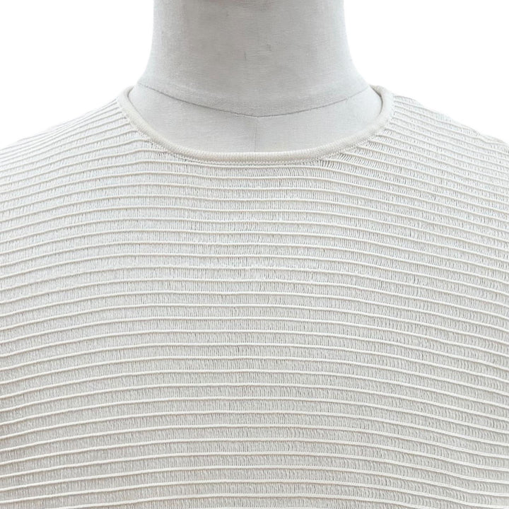 未使用品▼DIOR ディオール オム 393M648AT559 ボーダー柄 ロゴワッペン付き リブ編み クルーネック カットソー 半袖Ｔシャツ S 正規品